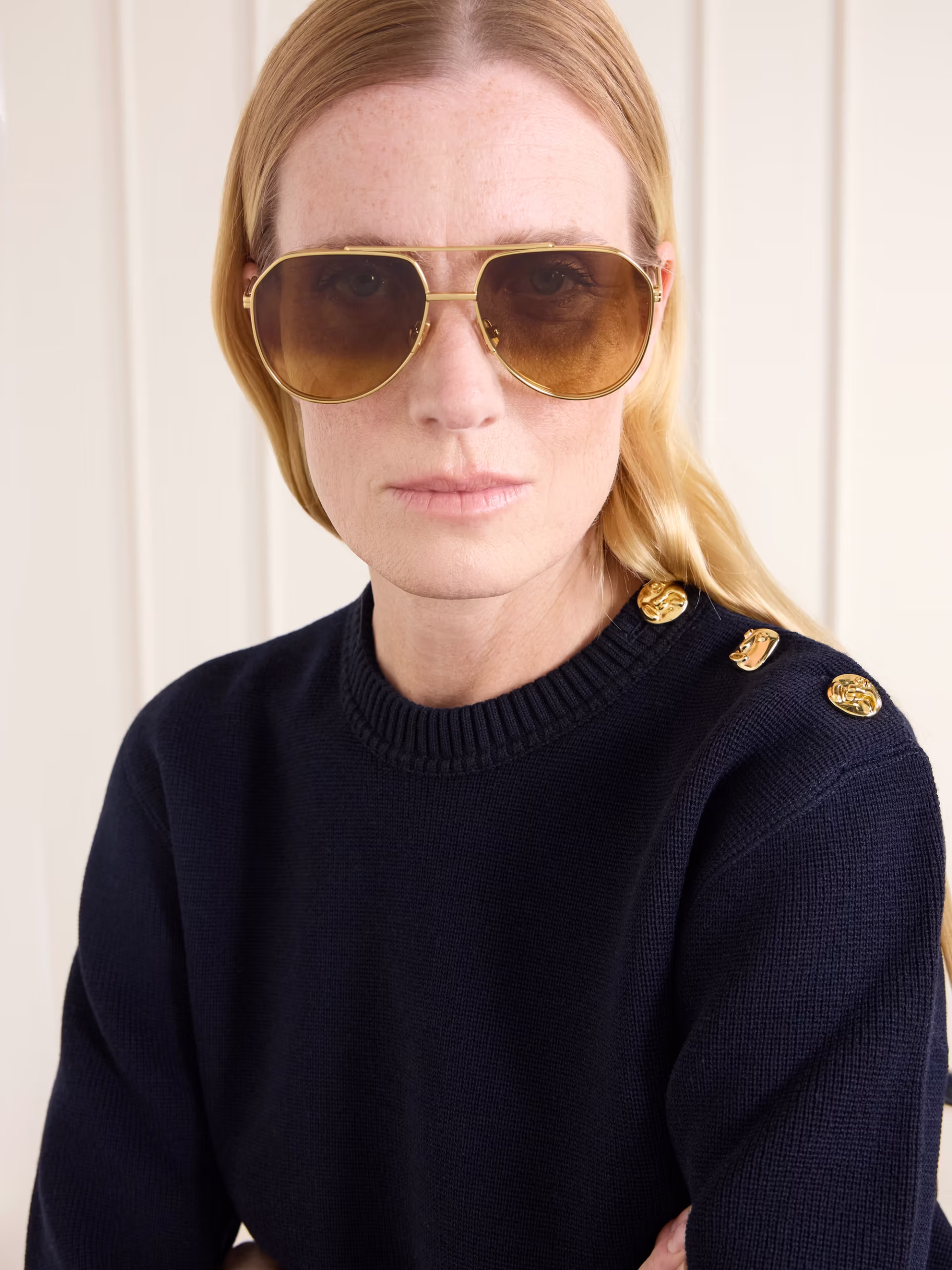 BOTTEGA VENETA Aviator-style metal sunglasses