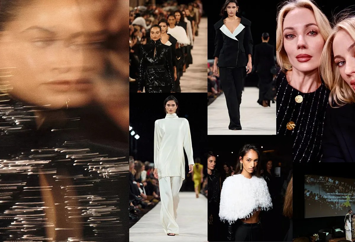 Mackenzie and Rhiannon Hill with runway looks from Australian Fashion Week